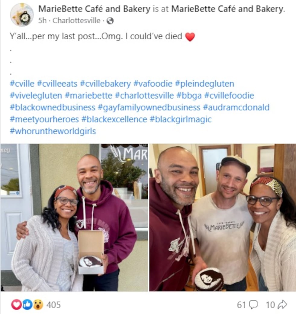 Post from MarieBette Café & Bakery on Facebook.