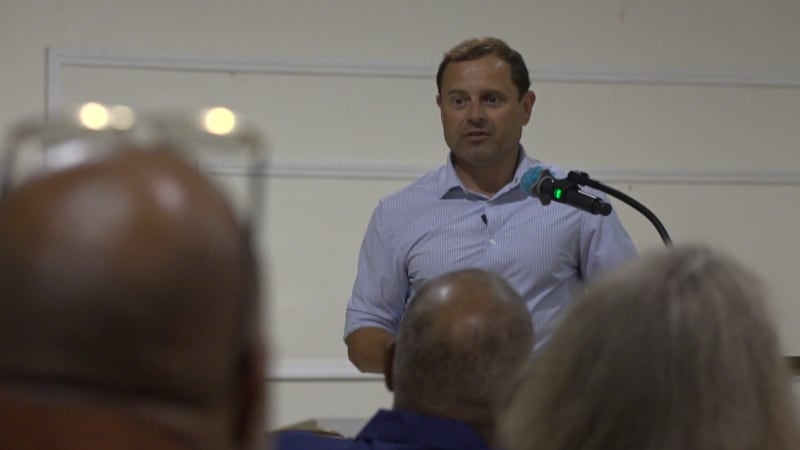 Tom Perriello hosts townhall with voters in Chatham.