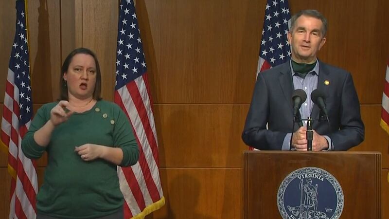 Governor Ralph Northam holding a press briefing in Richmond
