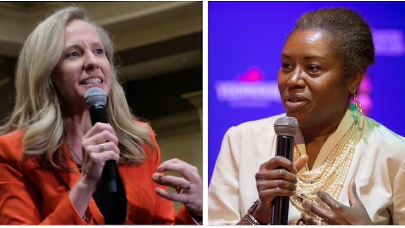 Former U.S. Rep. Abigail Spanberger (left), and Lt. Gov. Winsome Earle-Sears.