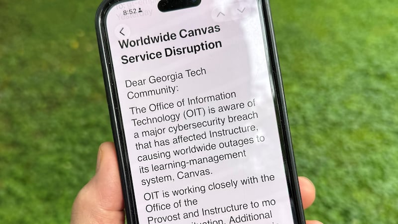 An image of a notice sent by Georgia Tech's information technology department warning...