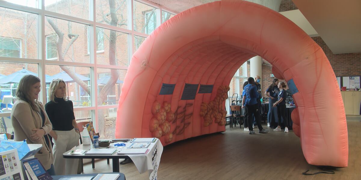 Small Inflatable Colon Inflatable colon display at UVA Health draws attention to colorectal ...