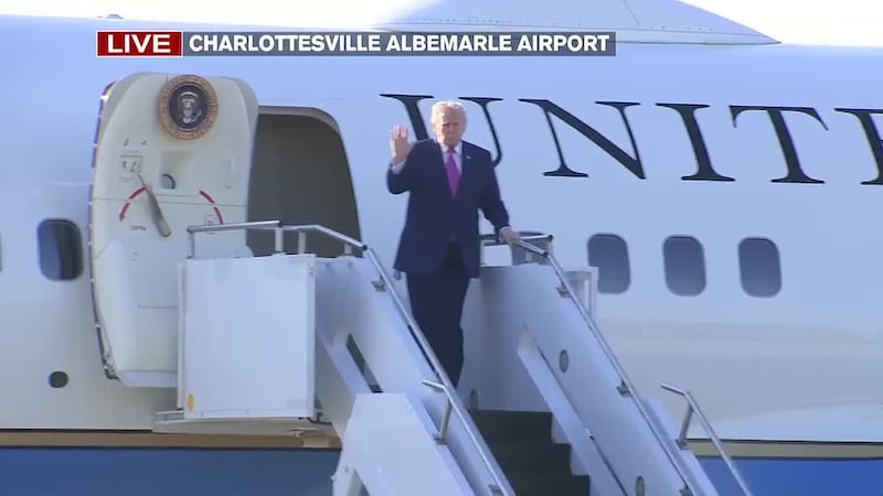 President Donald Trump landed at Charlottesville Albemarle Airport on Friday, April 10.