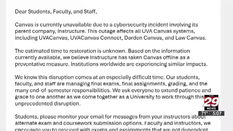 University of Virginia students faced an unexpected obstacle during finals week when a data...
