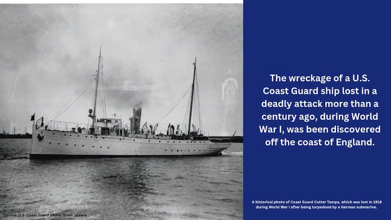 The USCGC Tampa was found about 50 miles (80 kilometers) off Newquay, Cornwall, United...
