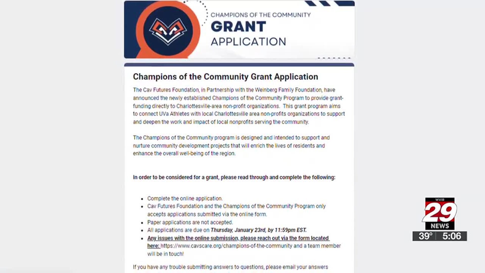 Cav Futures Foundation opens applications for grant program